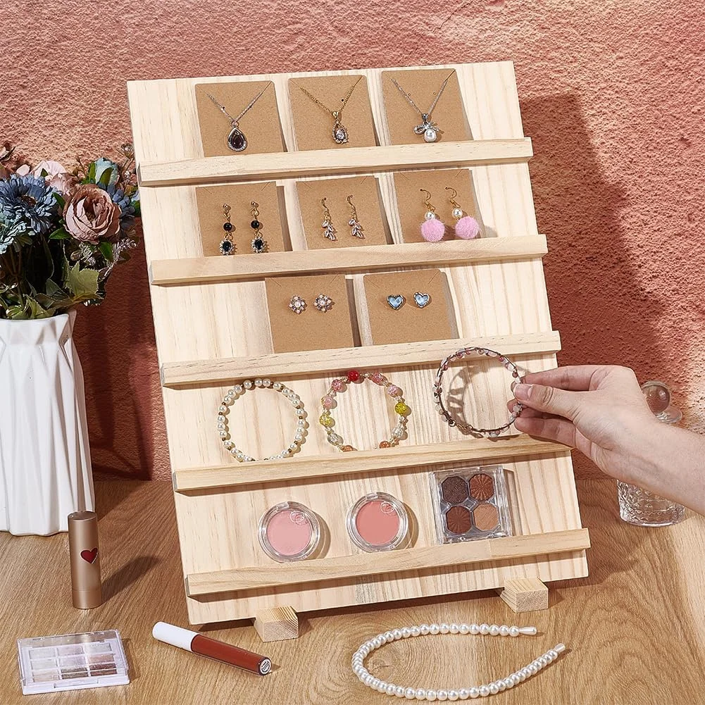 Wood Earrings Bangle Display Stand 3/4/5 Layers Earring Stud Earring Cardboard Jewelry Stand Solid Counter Earring Jewelry Stand