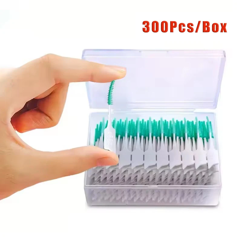 300Pcs/box Interdental Brush Soft Rubber Teeth Cleaning Tools Dental Cleaning Between Teeth Toothbrush Oral Hygiene Care Tools