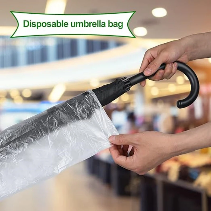 100pcs Disposable Umbrella Bag Transparent Waterproof Plastic Umbrella Cover For Hotel Lobby Doorway Umbrella Bag