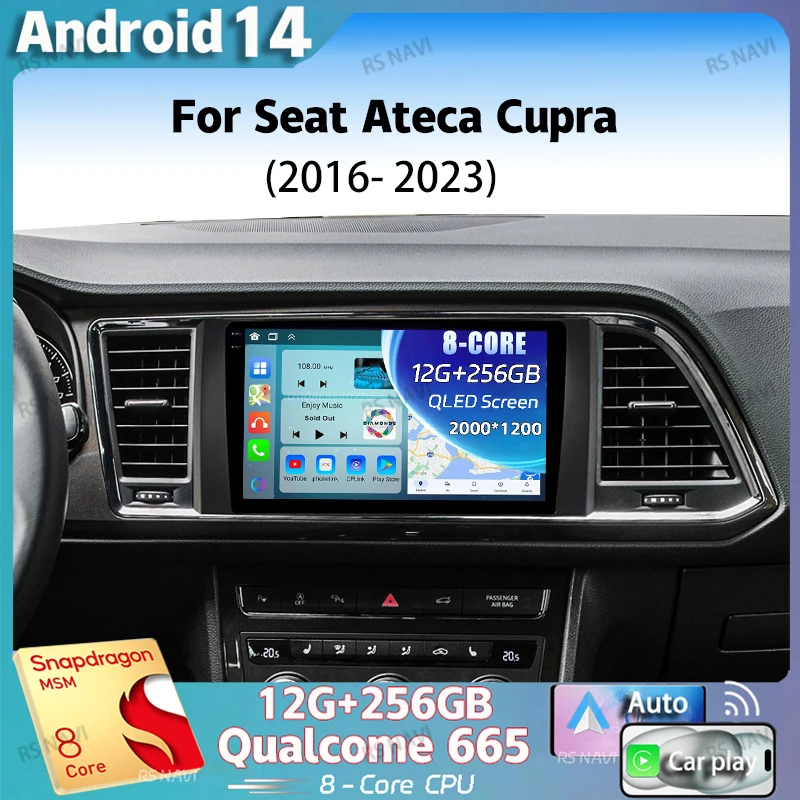 

Android 14 For Seat Ateca Cupra 2016 - 2023 2K QLED Android Car Radio Multimedia Video Player GPS AI Voice CarPlay 4G Stereo