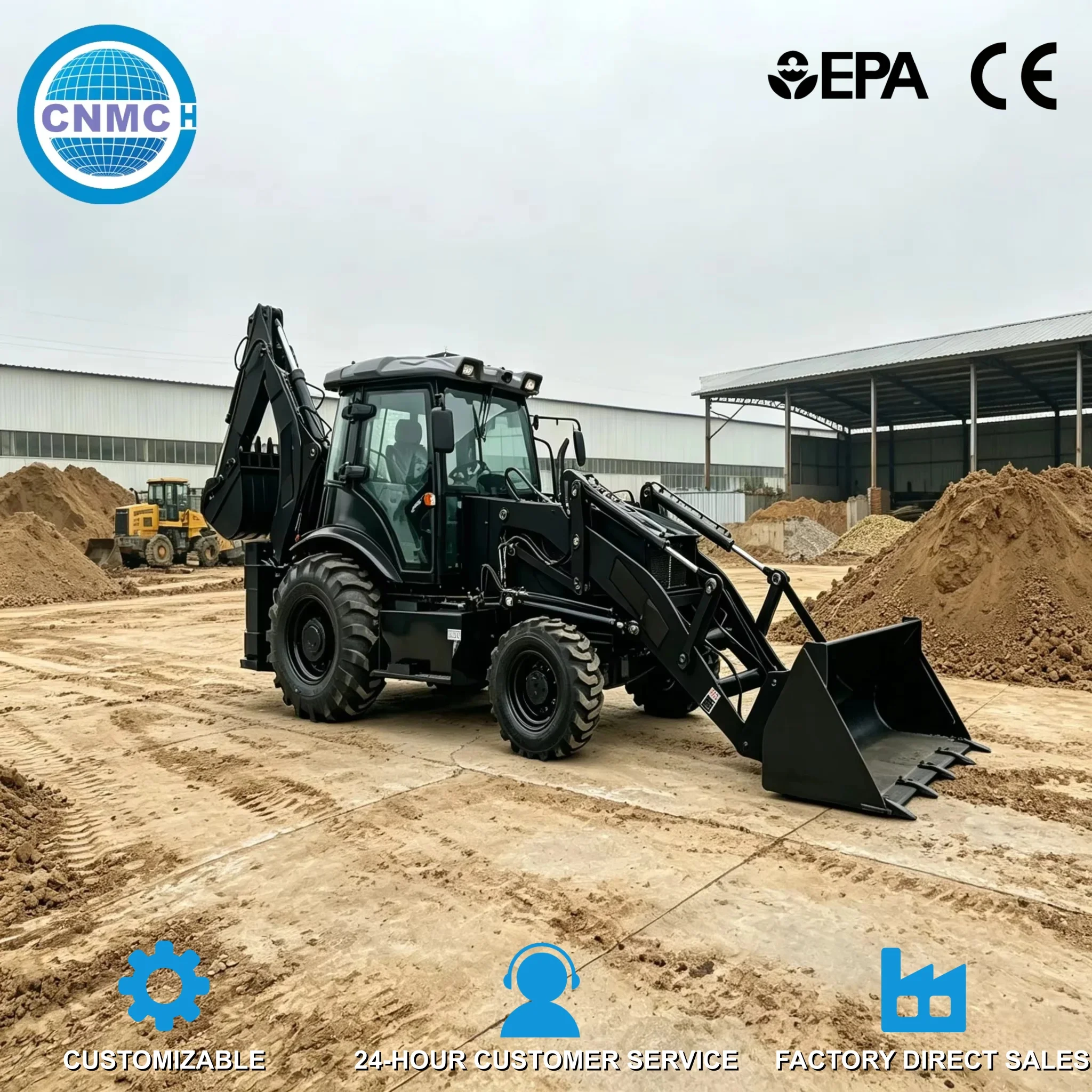 CNMC Excavator Loader 7.5 Ton Backhoe Excavator Digger Multifunctional Two-End Operation EPA CE Certified Farm Construction Use
