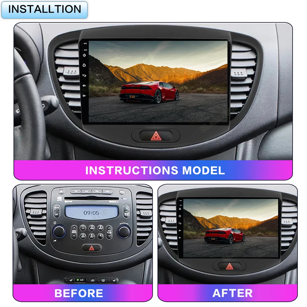 10 inch CarPlay 2din Android automatic radio GPS multimedia player for Hyundai i10 2007-2013 DSP IPS 2din car stereo system