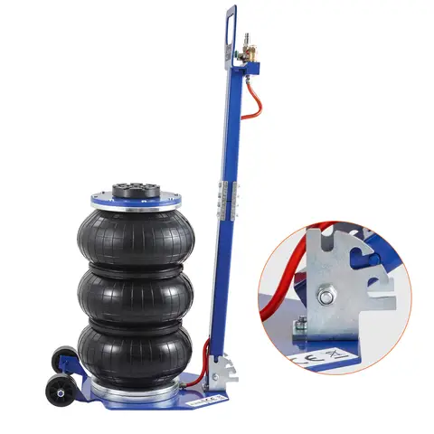 SucceBuy Pneumatic Jack 3 Ton/5 Ton Triple Bag Air Jack Quick Lift Heavy Duty Car Repair Jacks Folding Rod Jacks with Two Wheels