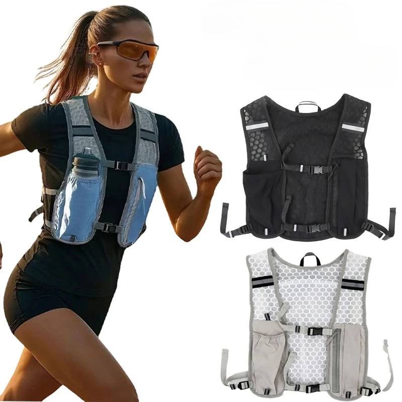 

Running Vest for Women Men, Adjustable Chest Strap Running Hydration Vest Lightweight Reflective Hydration Backpack for Marathon