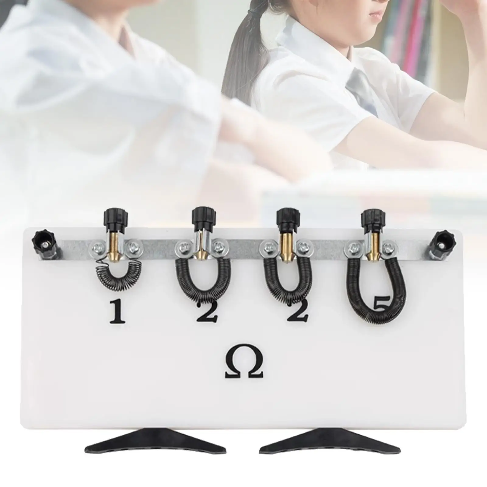 Widerstandsbox, pädagogischer Unterricht, Klassenzimmer, verstellbarer physikalischer Knopf, Schalter, wissenschaftliches Lernen, Strom, variable Widerstandsbox