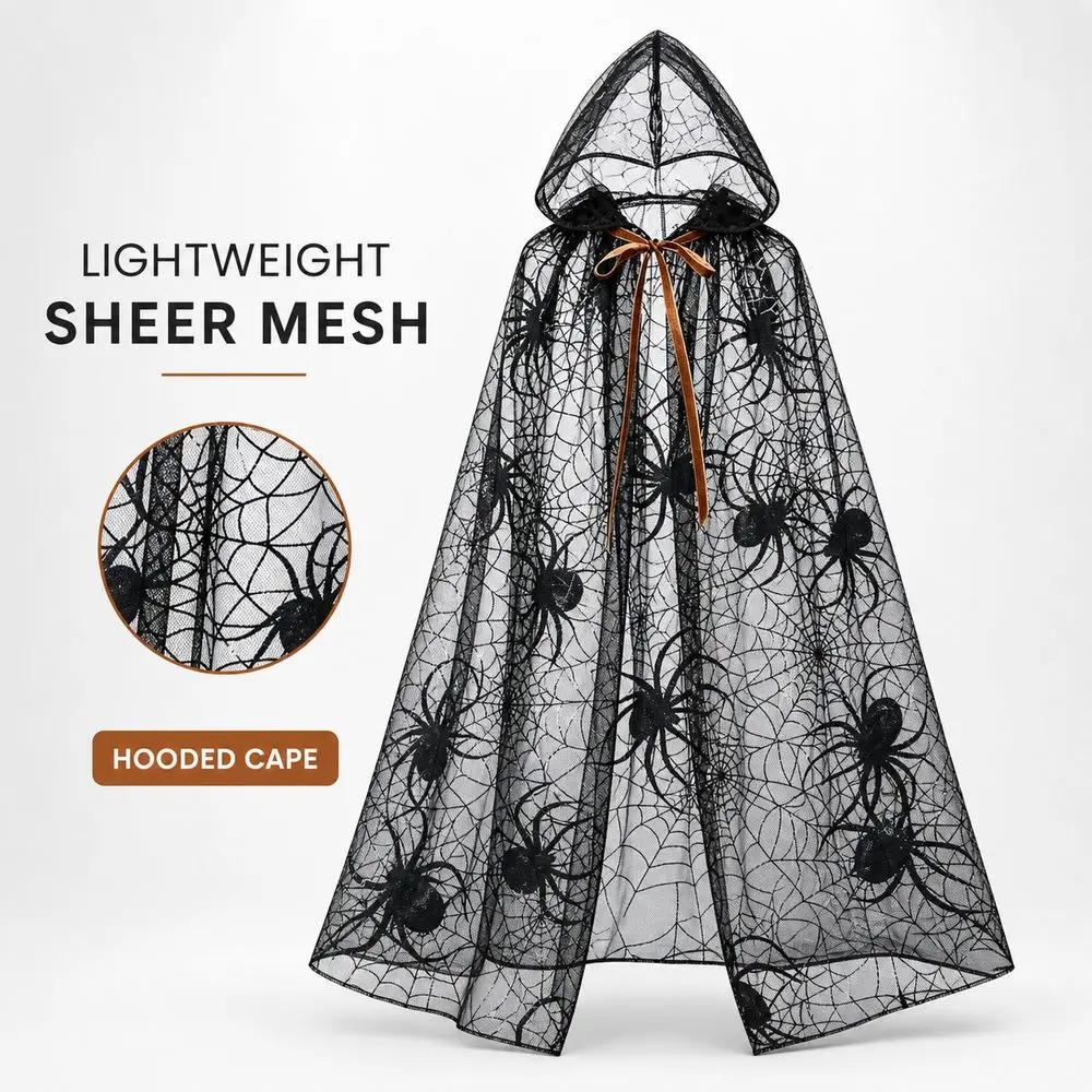 New Design with Oversized Hood Halloween Hooded Cloak Vintage Black Color Vintage Hooded Cape Lace-up Cosplay Costume