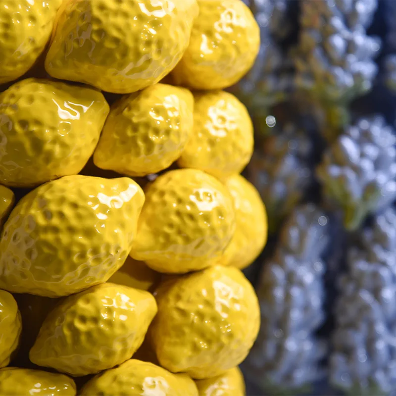 Lemon Shaped Stacked Ceramic Vase, Modern Creative Fruit Vase for Living Room Tabletop Home Decor