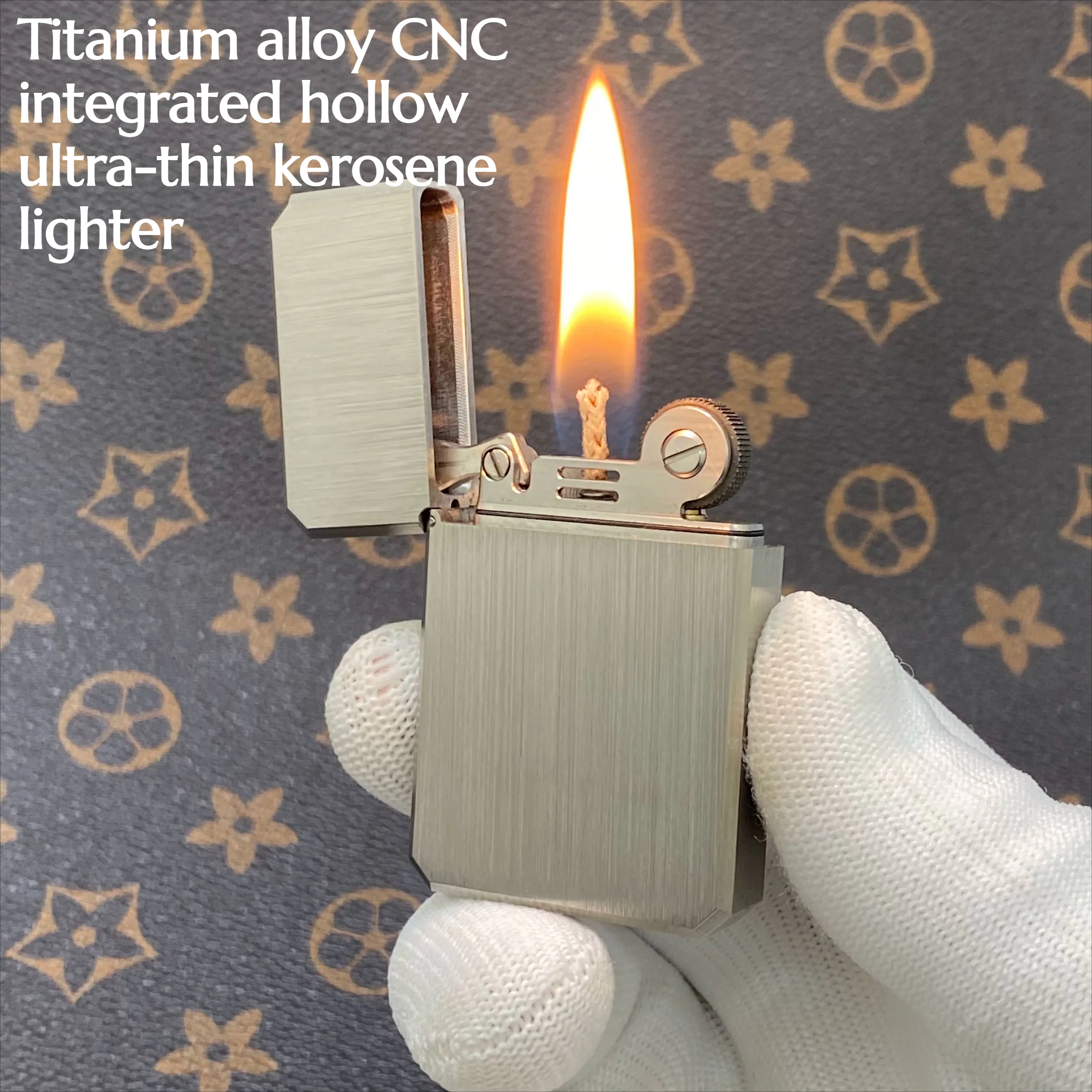 

Titanium Alloy CNC Integrated Hollow Ultra-thin Lighter for Portable Wind-resistant High-end Men's Gift Cigarette Accessories