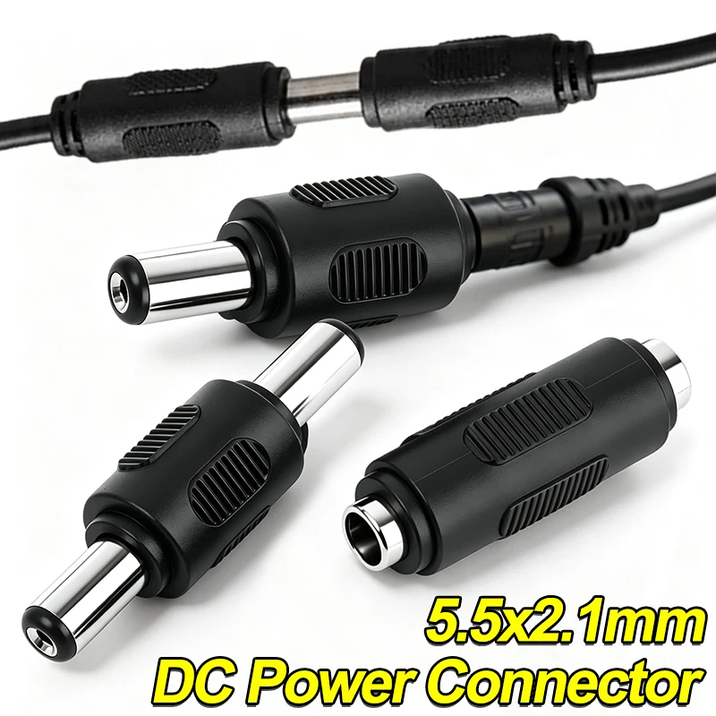5.5x2.1mm DC Male Female Power Connector Extension Cord Adapter Jack Socket Plug Barrel for TV Security Camera LED Strip Adaptor