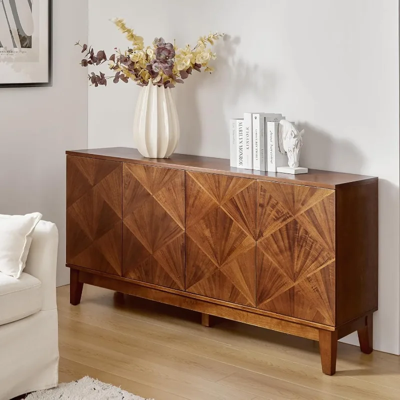 Sideboard Buffet Cabinet with Solid Wood Legs, 60