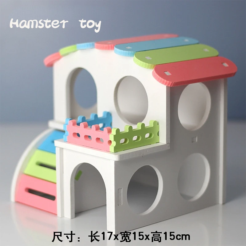 Hamster Hawaiian House Wooden Rainbow Bridge Seesaw Swing Toys Small Animal Activity Climb Toy Hamster Cage Accessories