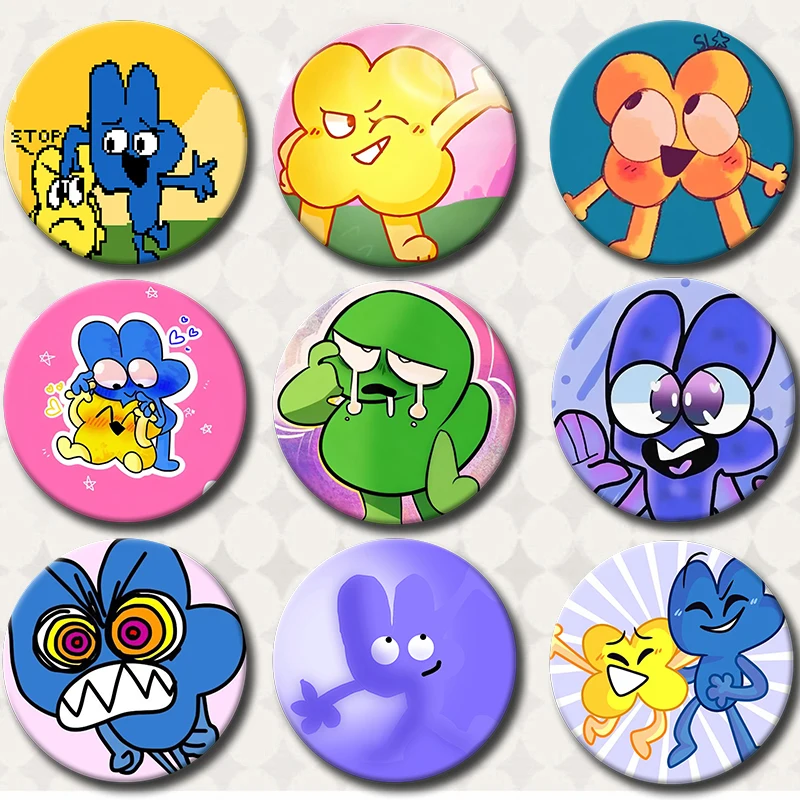 

58MM 31Style Funny Bfb X and Four Creative Button Pin Funny Lollipop 4X Firey Lollipop Fanart Meme Brooch Badge Friends Gift