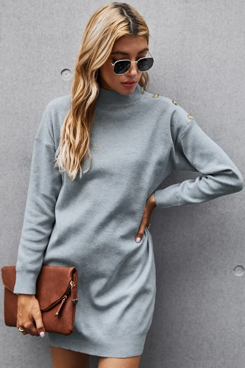 

Popvil Button Design Sweat Dress