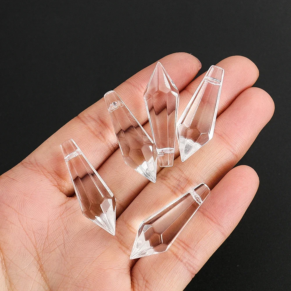 

Muy Bien 5PCS Icicle Prism Chandelier Pendant Suncatcher Glass Pointed Drop Faceted Beads Jewelry Making