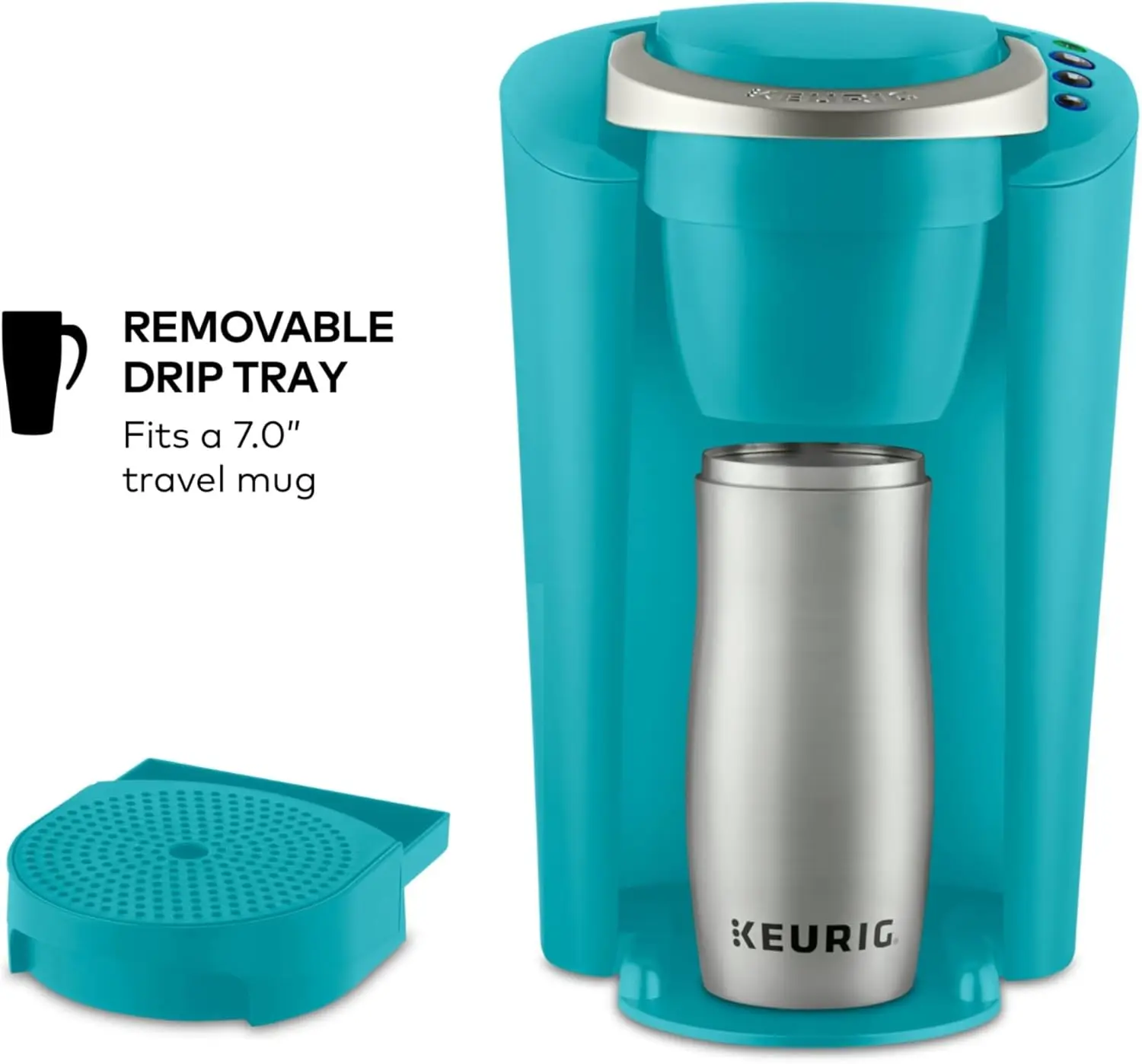 K-Compact Single-Serve K-Cup Pod Coffee Maker, with 3 Brew Sizes, Smart Start Feature, 36oz Removable Reservoir, Turquoise