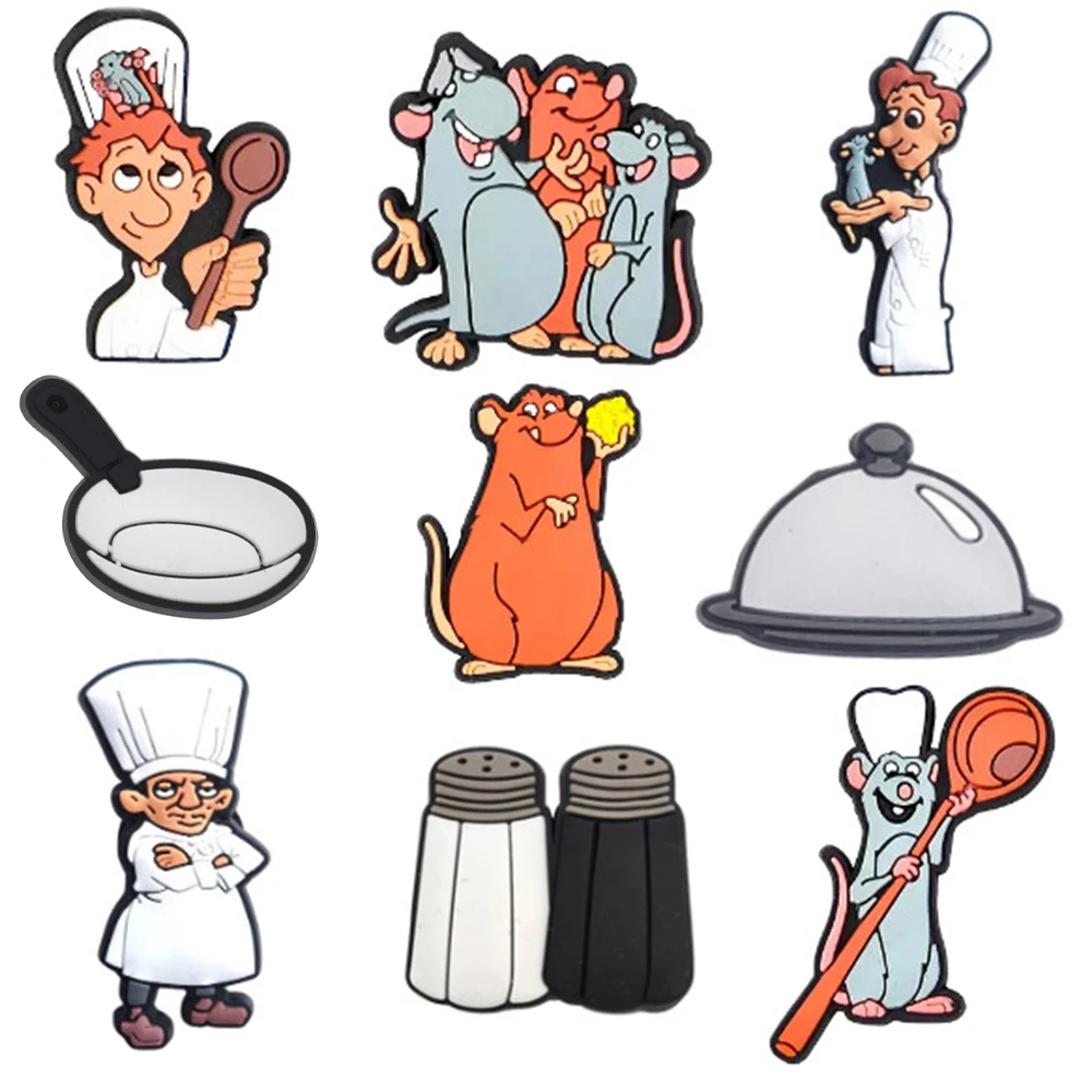 ชุดรองเท้าลายการ์ตูน Ratatouille 1ชิ้นเครื่องรางดีไซน์เนอร์สำหรับ aksesoris sepatu ของขวัญคลาสสิก Clog เด็ก X-Mas ลดกระหน่ำ