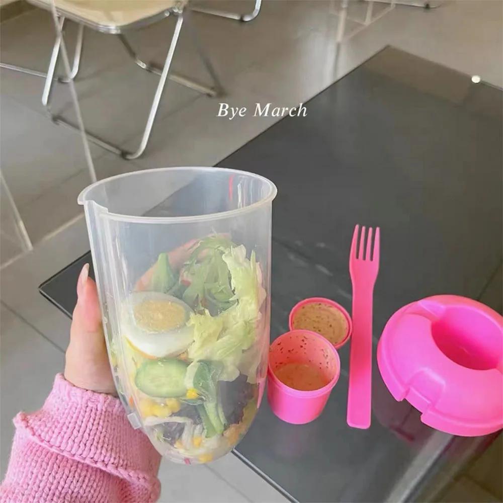 Bottle Salad Container Bottle-Shaped Bento Salad Bowl For Lunch Carry To Go Salad Box With Fork And Sauce Cup Kitchen Accessorie 3