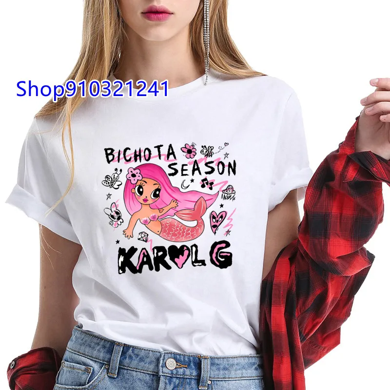 Karol G Tshirt KawaII Graphic BONITO Letter T-shirt for Women Fashion Casual Short Sleeve Tops Woman Harajuku Female T-shirts