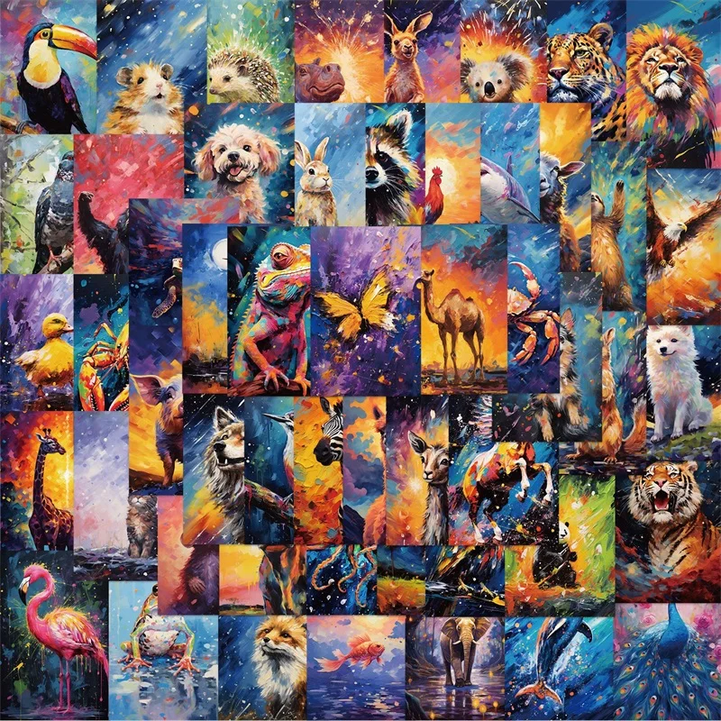 10/30/50PCS Science Color Animal Graffiti PVC Sticker Aesthetic Children's Stationery Decoration Scrapbooking School Supplies