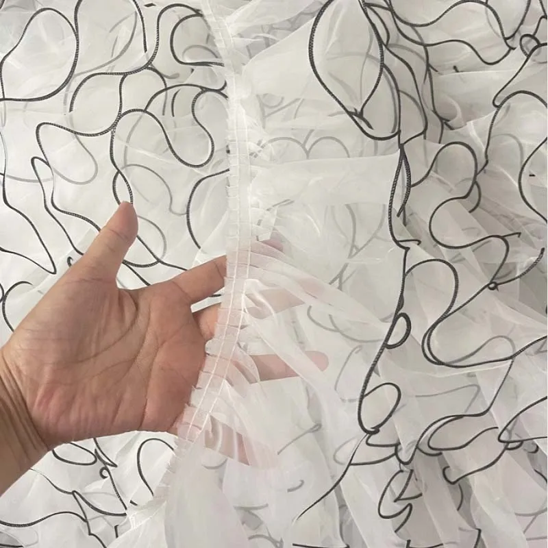 20Yards White Black Edge Pleated Fabric Lace Ruffle Trim Embroidery Fringe Ribbon DIY Apparel Sewing Guipure Decor
