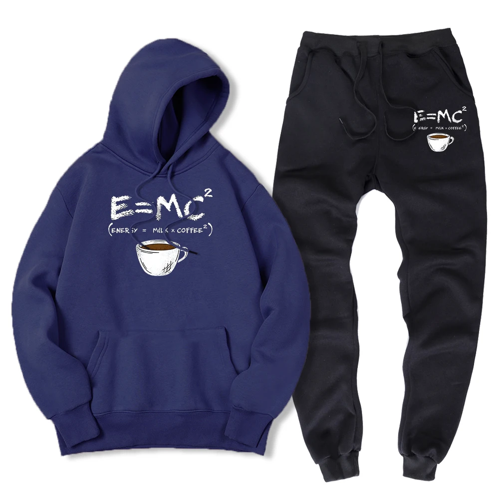 

Emc Energy Milk Coffee Cartoons Print Mens Hoodie Casual 2 Piece Sets Winter Hoody + Pant Loose Oversized Sweatshirt + Sweatpant