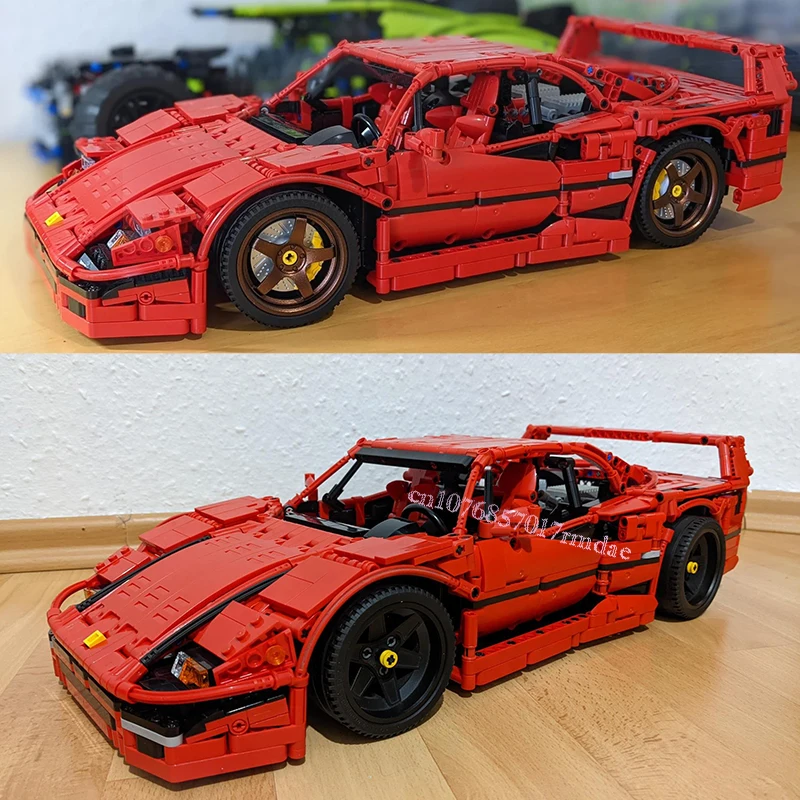 2596PCS 1:10 scale red ferrared F40 classic retro supercar racing model creative ideas ChildToy Gift technology Blocks MOC-42125