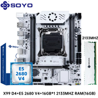 SOYO White X99 Motherboard Kit with E5-2680 V4 CPU and DDR 2133MHZ 16GB*1=16GB RAM LGA2011-3 C612 Chipset Dual Channel DDR4 M.2
