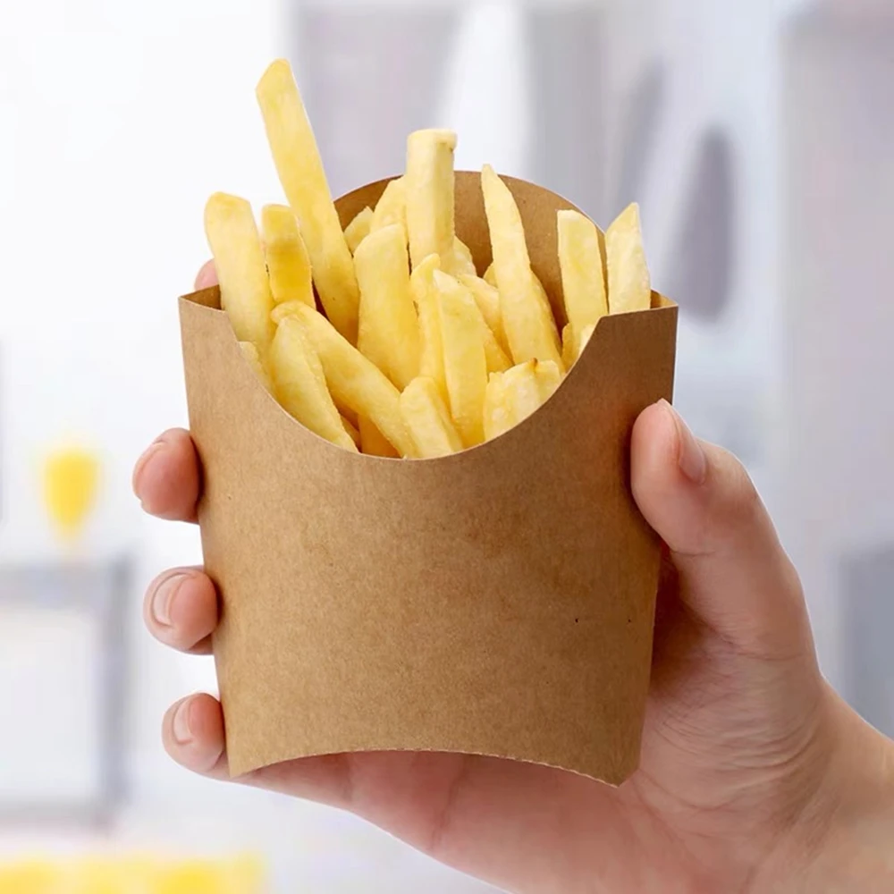

100PCS Small White French Fries Box Paper Food Container for Fried Chicken Popcorn Packaging