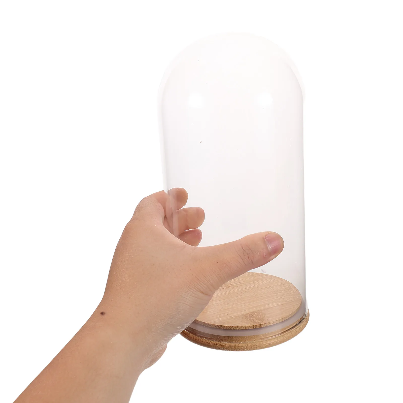 Glass Dome Cloche Transparent Display Globe Clear Cover Stable Base for Eternal Flowers Preserved Collectibles Home Decor