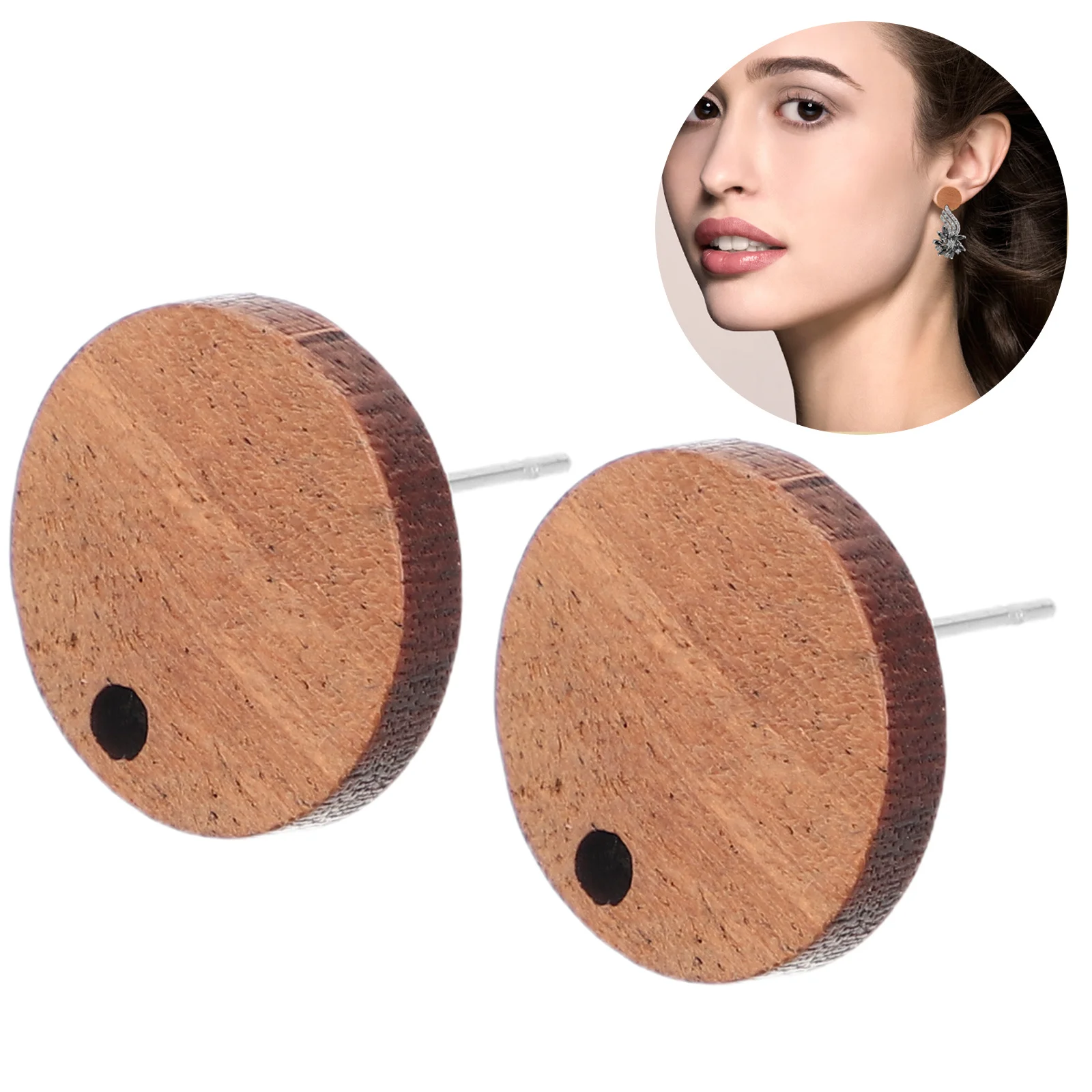 

40Pcs Retro Round Stud Earrings Synthetic Wood Dangle Findings Vintage Jewelry Making Kit for Women Elegant Fashion Accessories