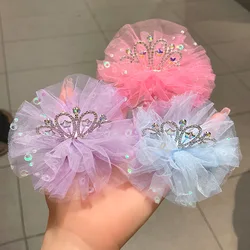 Girl's Halloween Party Coplay Princess Accessory Crown Mesh Top Clip Headpiece Girl's Alloy Hair Card Korean Hair Accessories