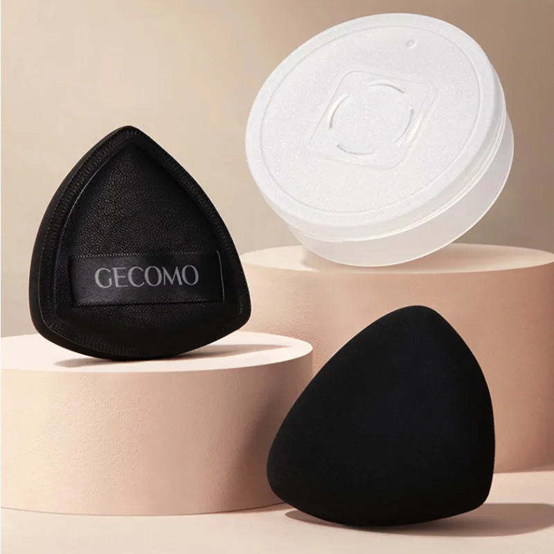 Black Air Cushion Foundation Puff High Elastic Soft Makeup Blender Applicator Sponge Wet Dry Dual Use And Storage Box