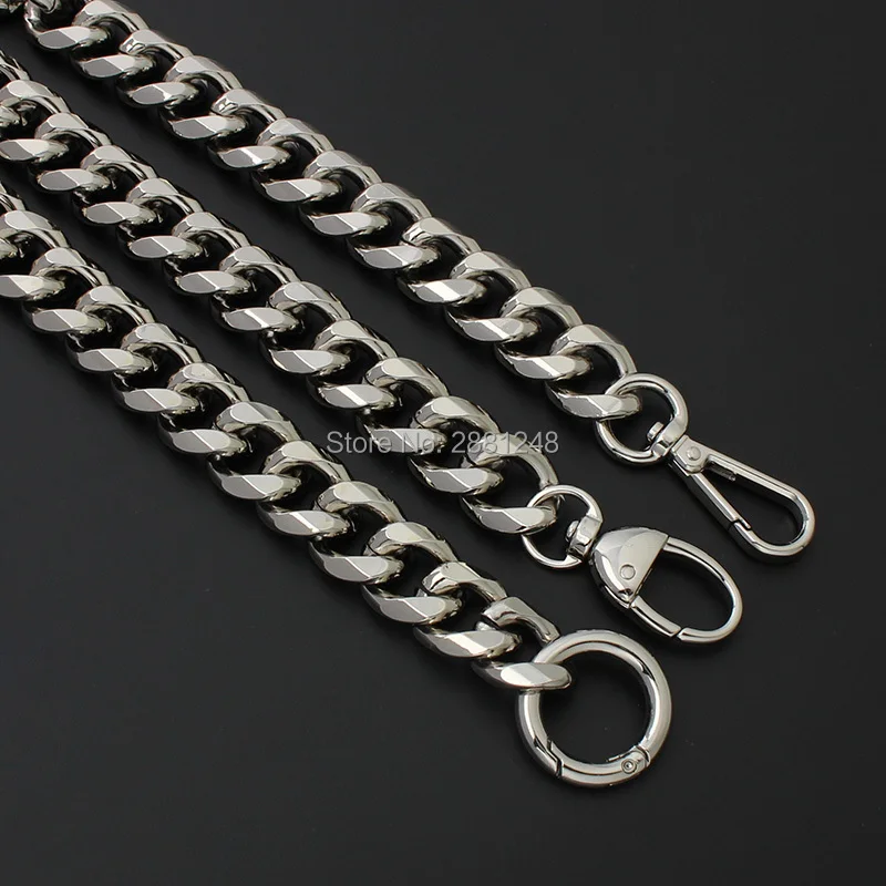 1-5pcs silver 19mm thick Aluminum chain Light weight bags strap bag parts DIY handles easy matching Accessory Handbag Straps Bag