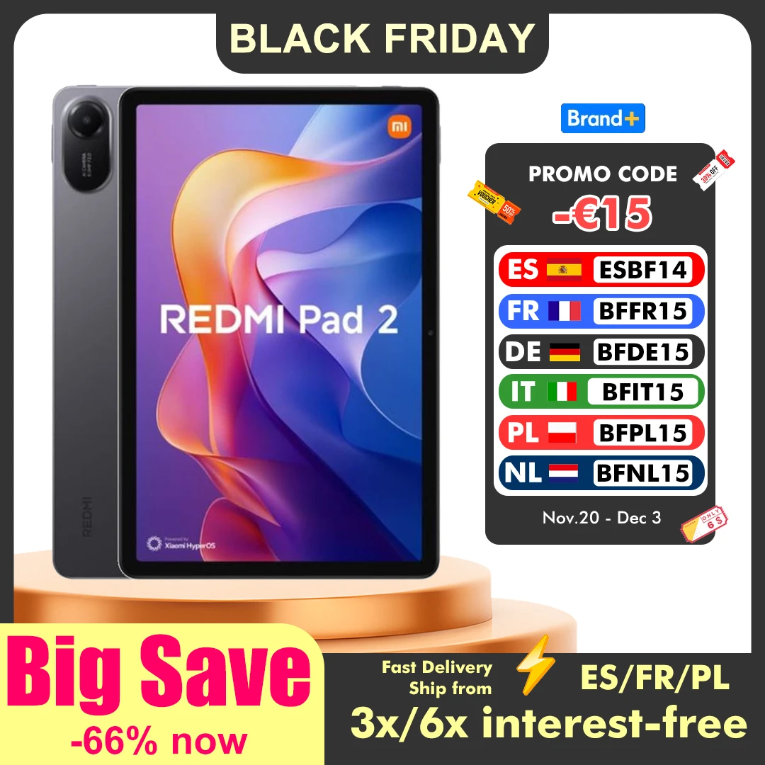 Xiaomi Redmi Pad 2 4GB/128GB 6GB/128GB 8GB/256GB 9000mAh batterie 11 "2.5K WiFi Version mondiale tablette PC