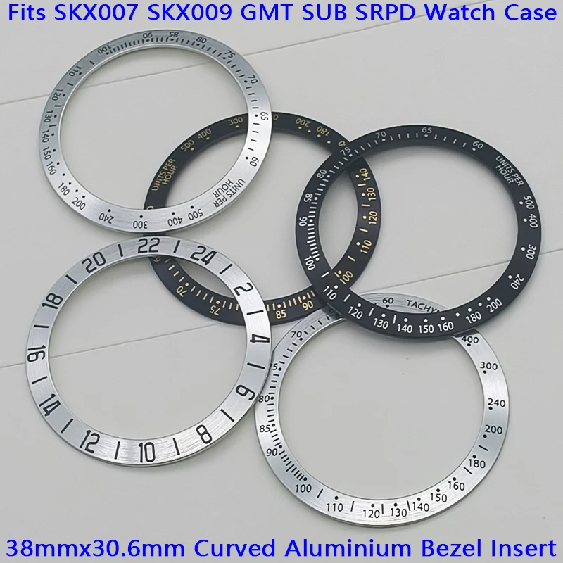 

38mm Curved Aluminum Bezel Insert GMT/SUB Case Ring Fit SKX007 SKX009 GMT SUB Case NH35 NH36 Movement Watch Repair Bezel Parts