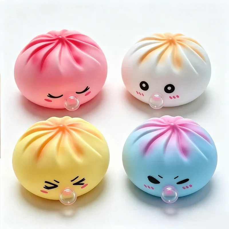 1/4Box Dumpling Squeeze Blow Bubbles Toy Dumpling Squishies Set mit Dampfgarer, Blasenblasen-Squishies, dehnbares Fidget-Sensorik-Spielzeug – Detail 5