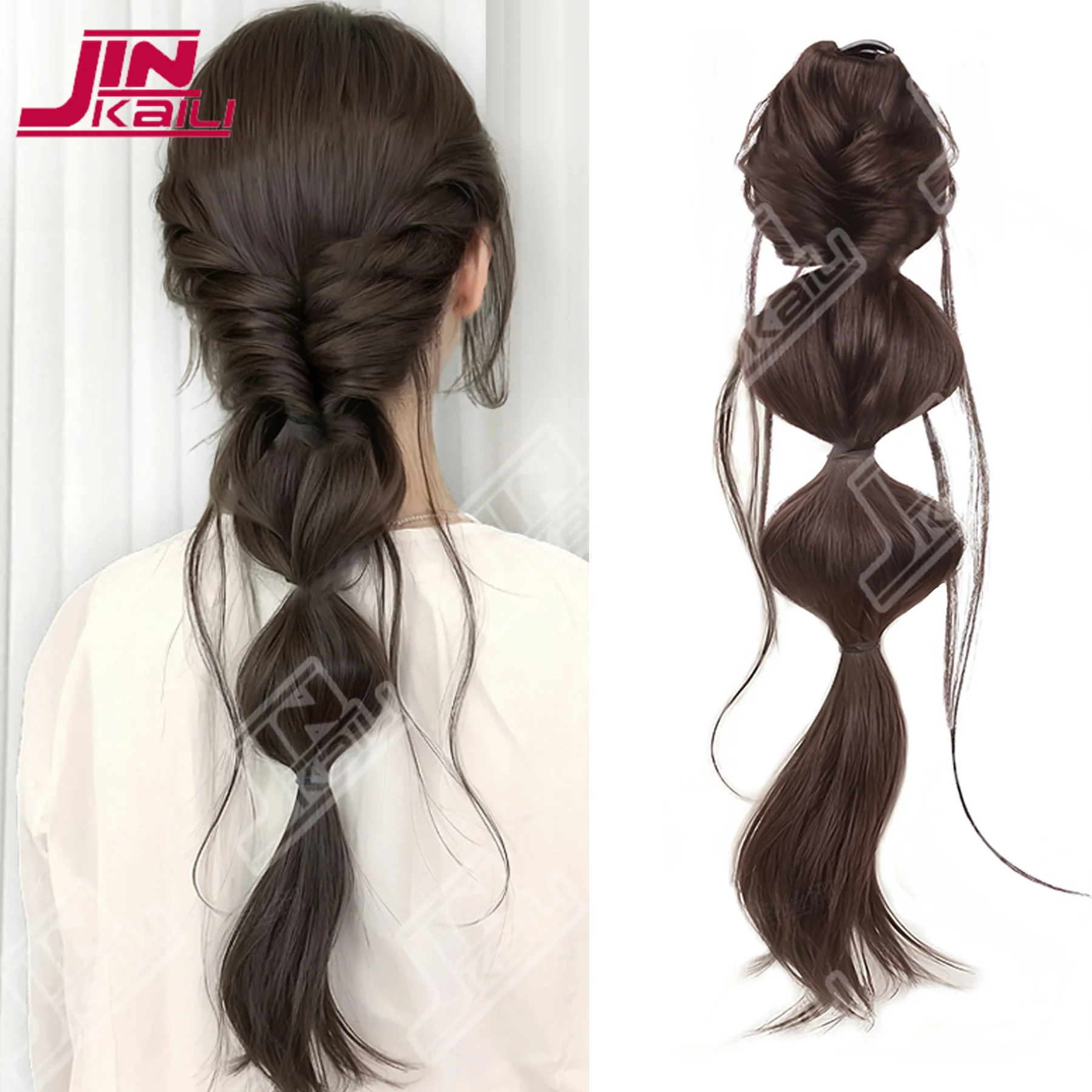 Synthetic Braided Grasp and clip willow shreds Bubble Braids Wig Clip Sweet Girl Natural Fluffy Twisted Ponytail Hair Extension