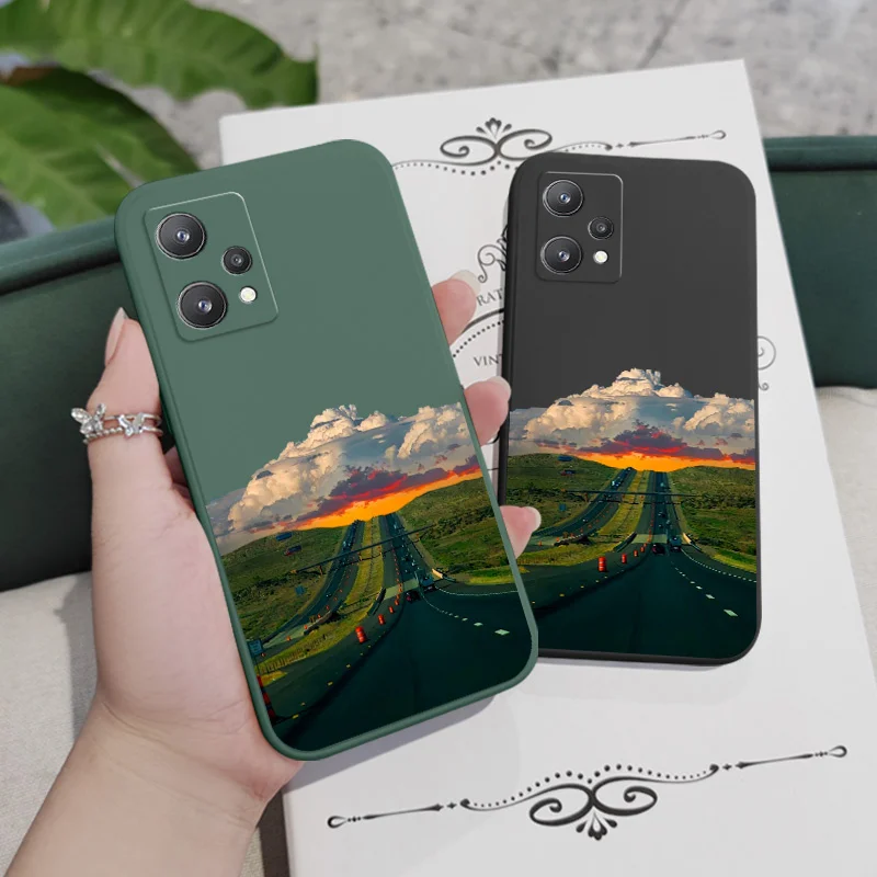 Zonsondergang Road Case Voor Oppo Realme 9 9i 8 8i 7 7i 6 Pro Plus C30 C31 C35 C1 C11 c12 C15 C20 C21Y C25 C25S Cover