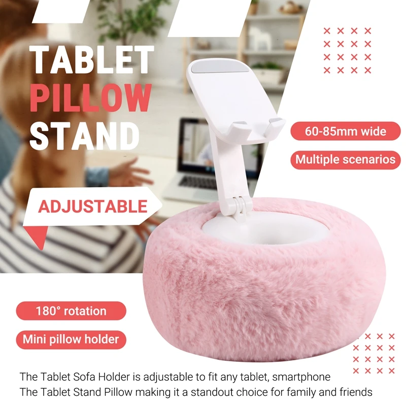 Adjustable For Kindle Pillow Stand Reading Support With Fuzzy Bowl 360° Phone Holder For Bed