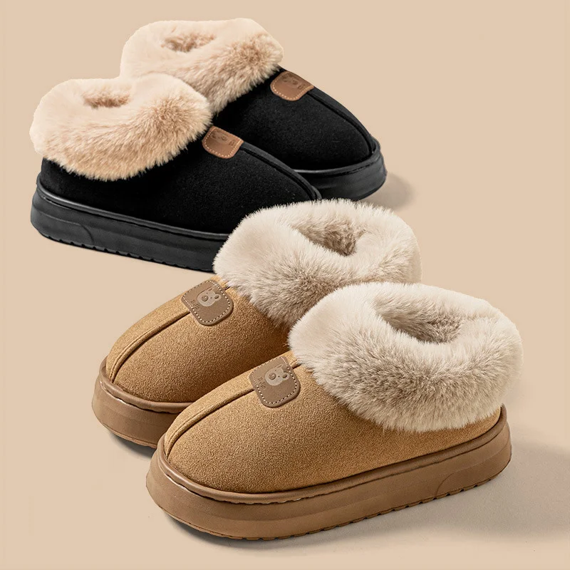 

Fleece Lined Winter Slippers For Men Women With Ankle Cover Thick Sole Lightweight Eva Indoor Outdoor Warm Home Shoes Multiple C