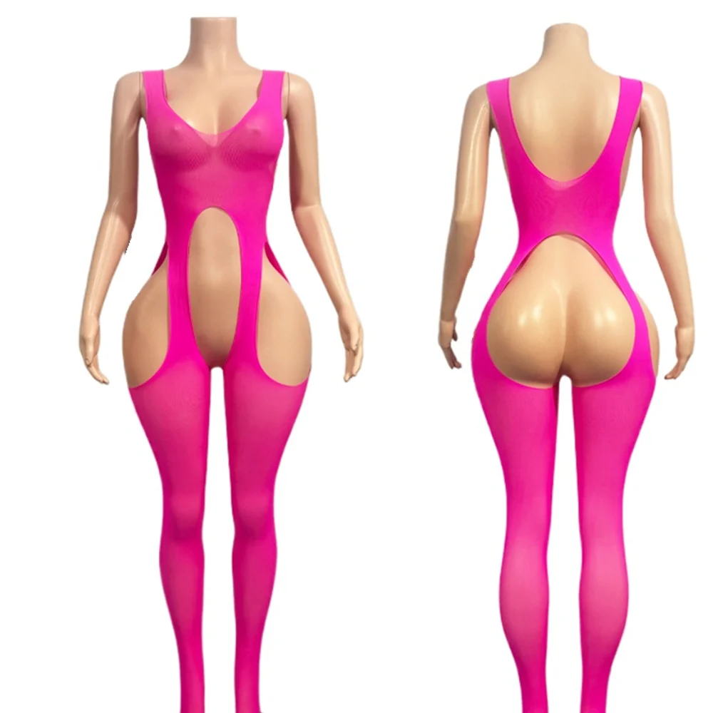 

Women Erotic Bodysuit Fishnet Crotchless Bodystockings Black Hollow Out Lingerie See Through Jumpsuit Sexy Underwear Costumes