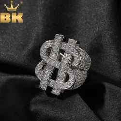 TBTK Luxury Dollar Sign Ring Iced Out Cubic Zirconia HipHop Trendy Ring Punk Jewelry For Men Women Gift