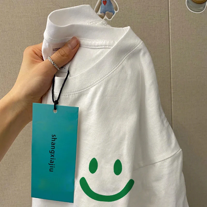 100% Pure Cotton Women's Large Top T-shirt 2023 Pure Cotton Round Neck T-shirt Women's Harajuku Y2k Vintage T-shirt Top Women's