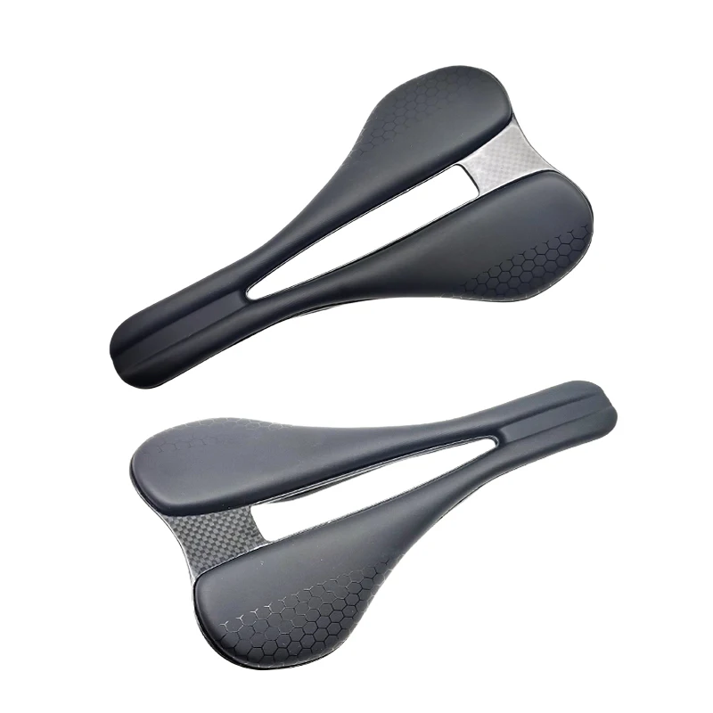 Carbon+Leather Road Bike Saddle MTB Bicycle Saddles Mountain Bike Racing Saddle PU Breathable Soft Seat Cushion Carbon Rails