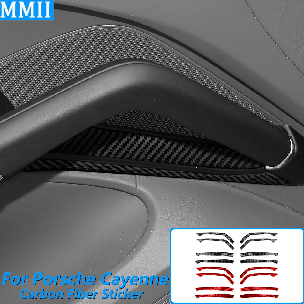 

For Porsche Cayenne 9Y0 9YA 9YB E3 2018-2023 Carbon Fiber Inner Door Armrest Handle Lower Trim Cover Car Accessories Sticker