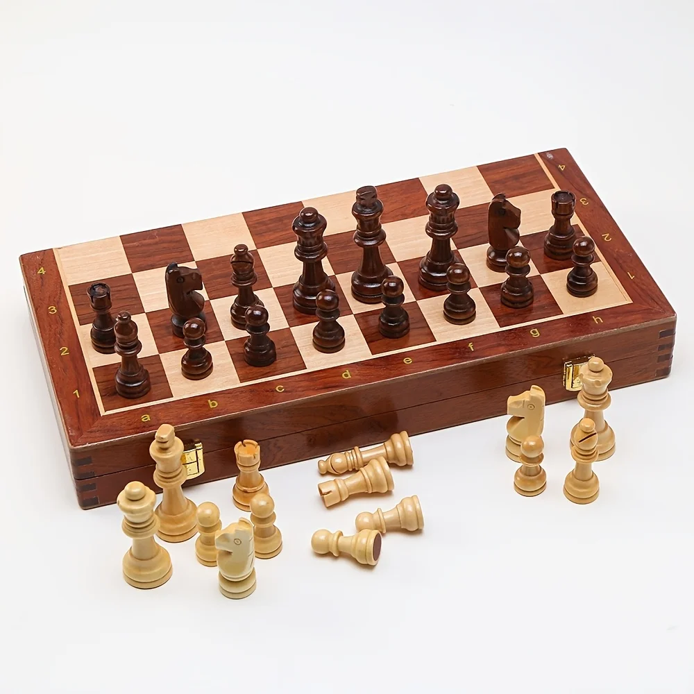 

New 39cm/15.35inch Chess Set Grade Wooden Folding Big Traditional Classic Handwork Solid Wood Pieces Chessboard Game