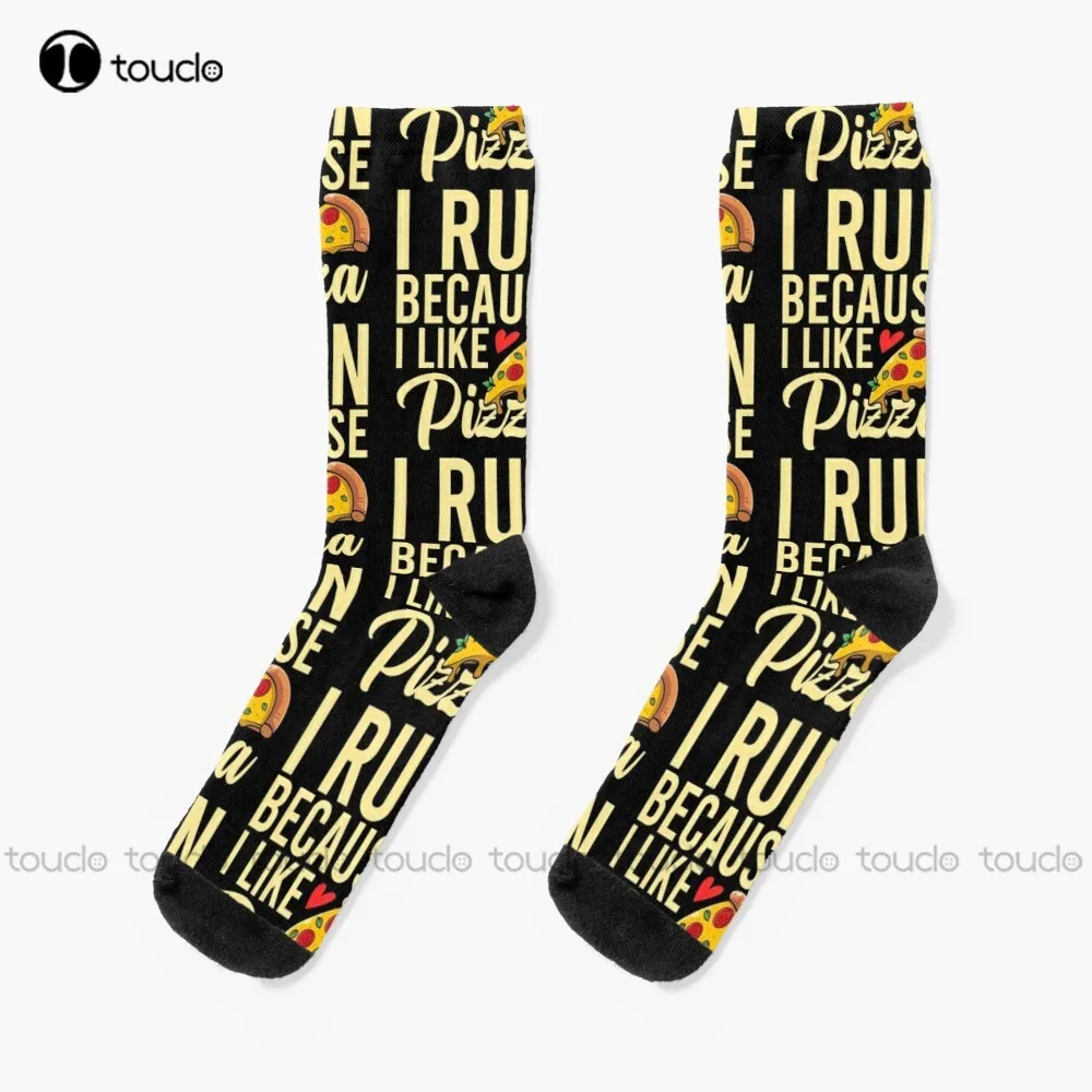 

I Run Because I Like Pizza Socks Sport Socks For Men 360° Digital Print Comfortable Girls Sports New Popular Unisex Adult Girls