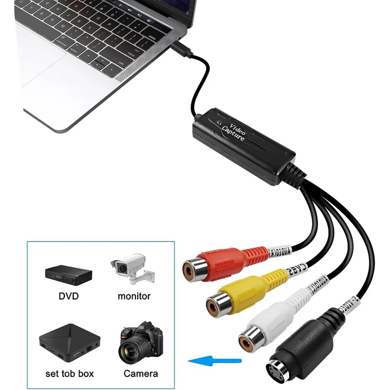 1 Piece RCA AV To USB C Converter 1 Channel AV NTSC PAL Video S Video/Composite To USB Converter