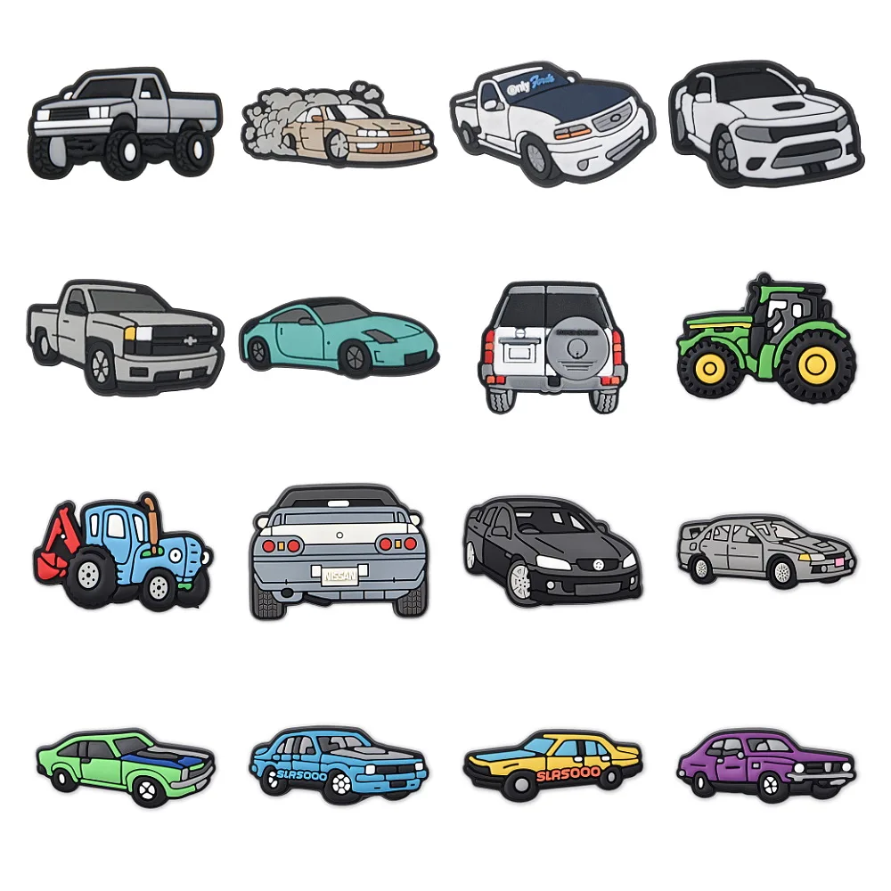 New Vehicle Shoe Decorations Cartoon Pickup Truck SUV Tractor Shoes Charms Sports Car Clog Accessories For Boys Girls Party Gift