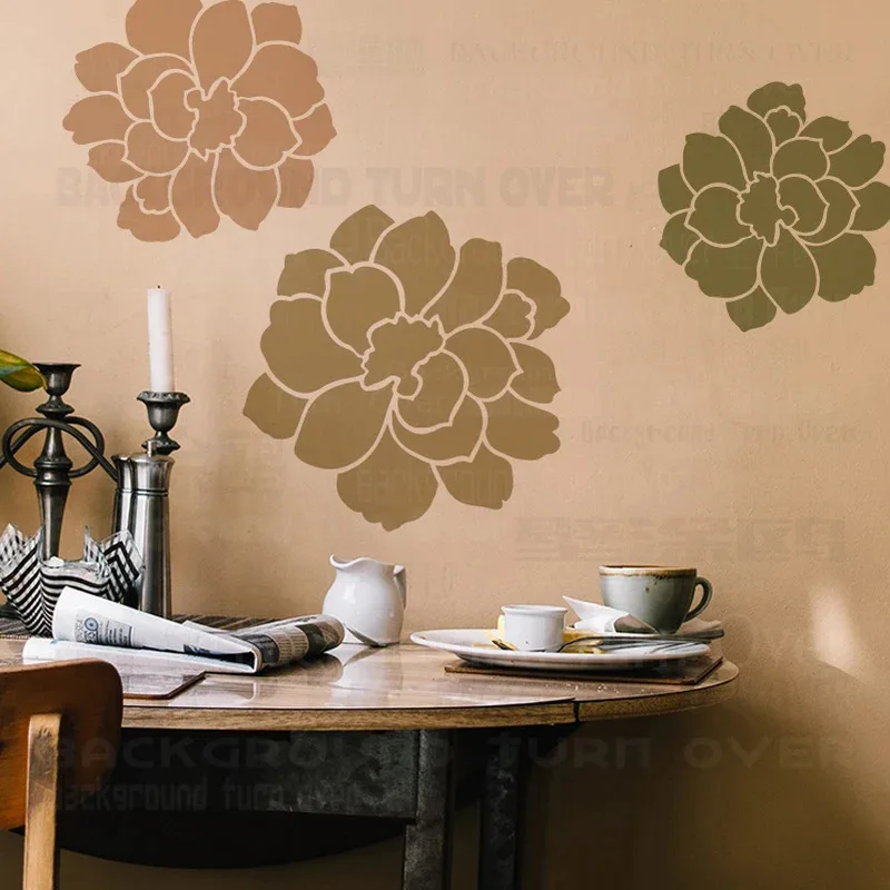 

Цветочный настенный трафарет 40-80 см, многоразовый шаблон плитки для большой настенной живописи, декоративный цветочный узор для наружного декора в помещении